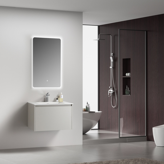 BADESI 1000 x 500 x 445 mm Wall-Mounted Bathroom Vanity Unit with Stone Basin