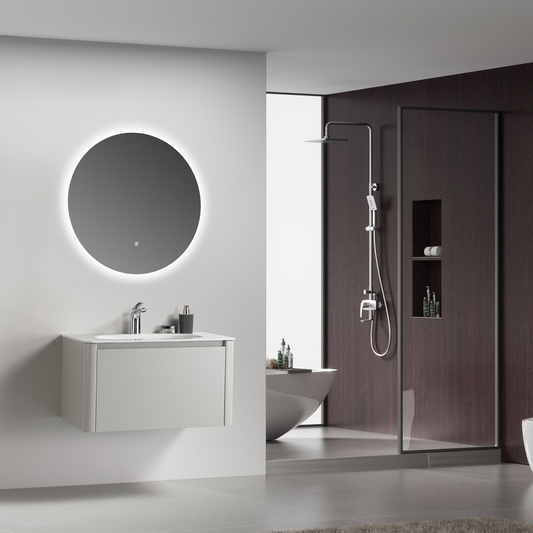 BADESI 1000 x 500 x 445 mm Wall-Mounted Bathroom Vanity Unit with Stone Basin