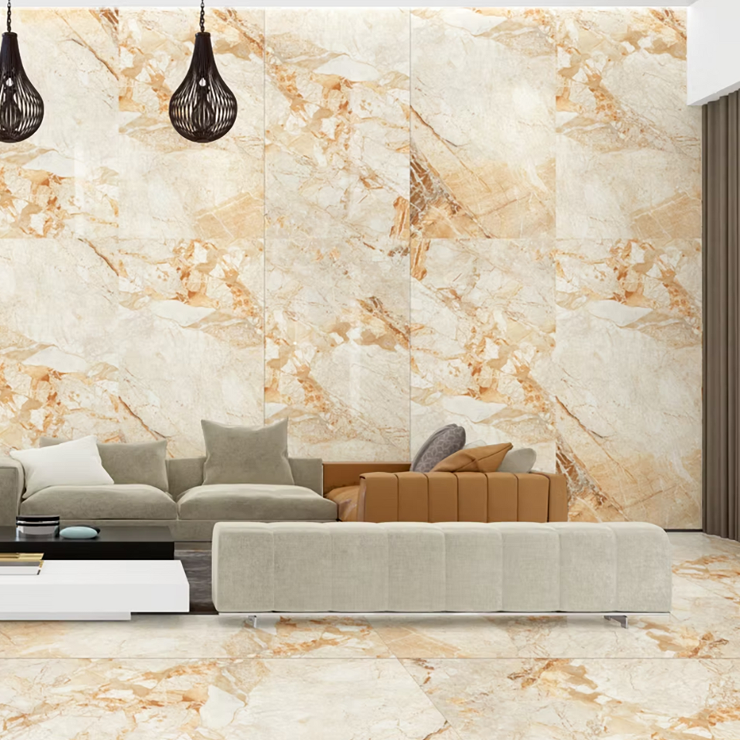 Breccia Aurora Polished Porcelain Tiles - 1600 x 800 x 9mm