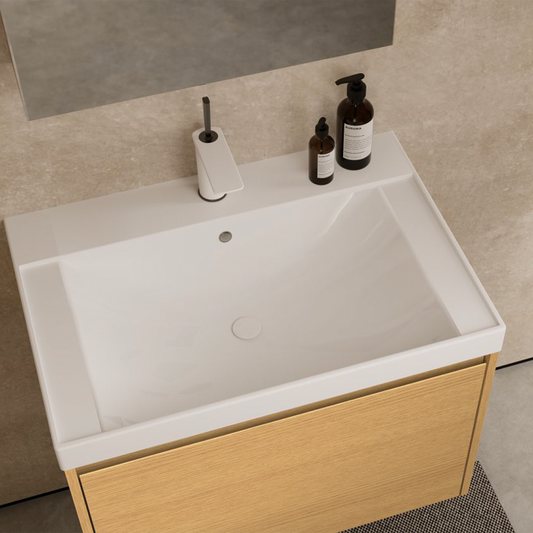 BADESI 500 x 800 mm Wall-Mounted Bathroom Mirror - Grey Oak/ Beech Oak