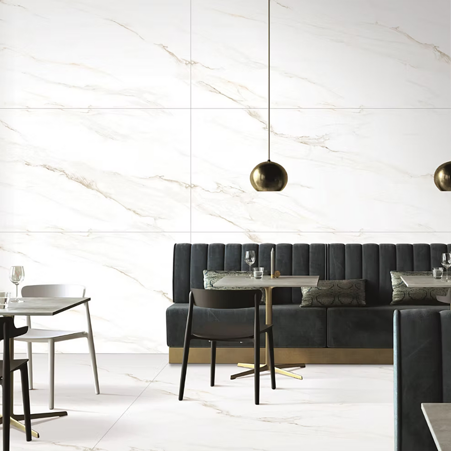 Lanzo White Gloss Porcelain Tiles - 3200 x 800 x 9mm