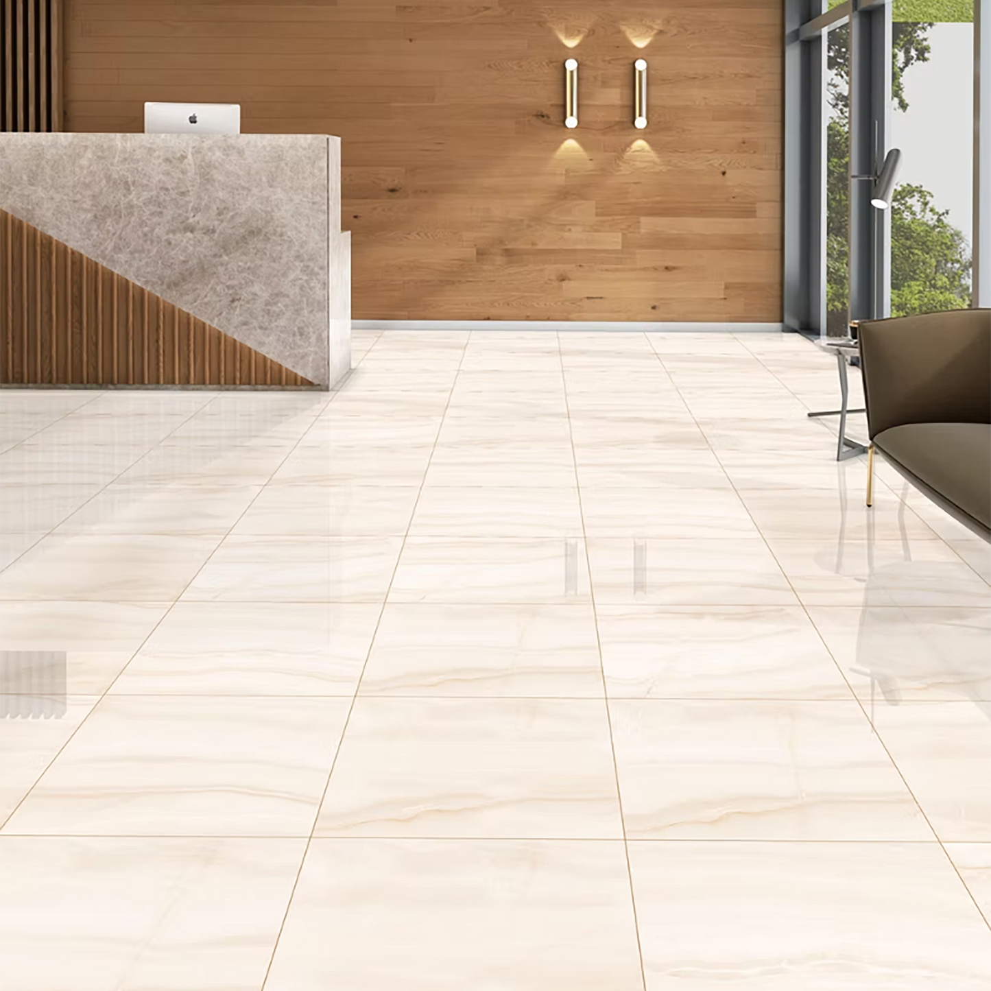 Onice Pink Gloss Porcelain Tiles - 600 x 600 x 9mm
