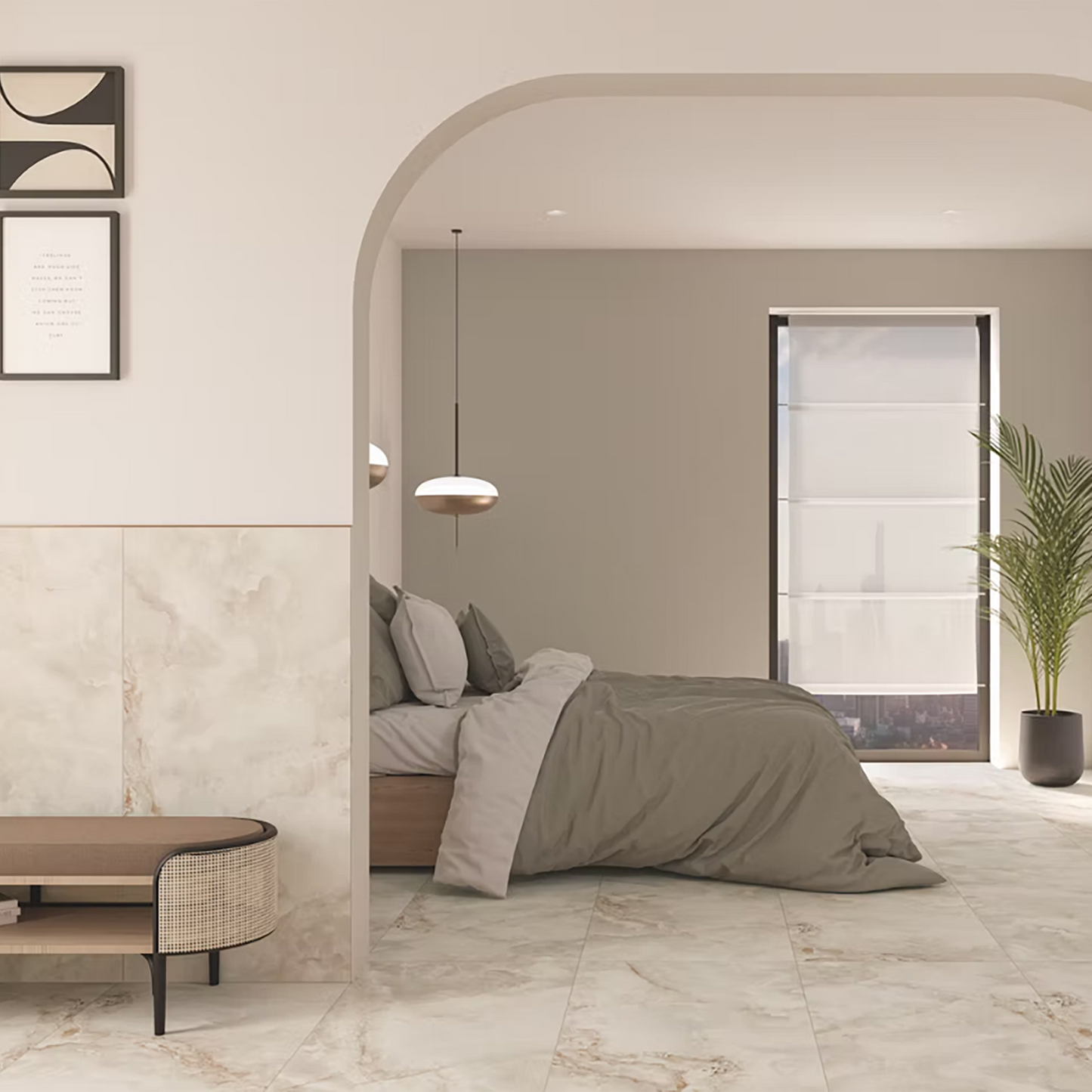 Onyx Ivory Matt Porcelain Tiles - 1200 x 600 x 9mm