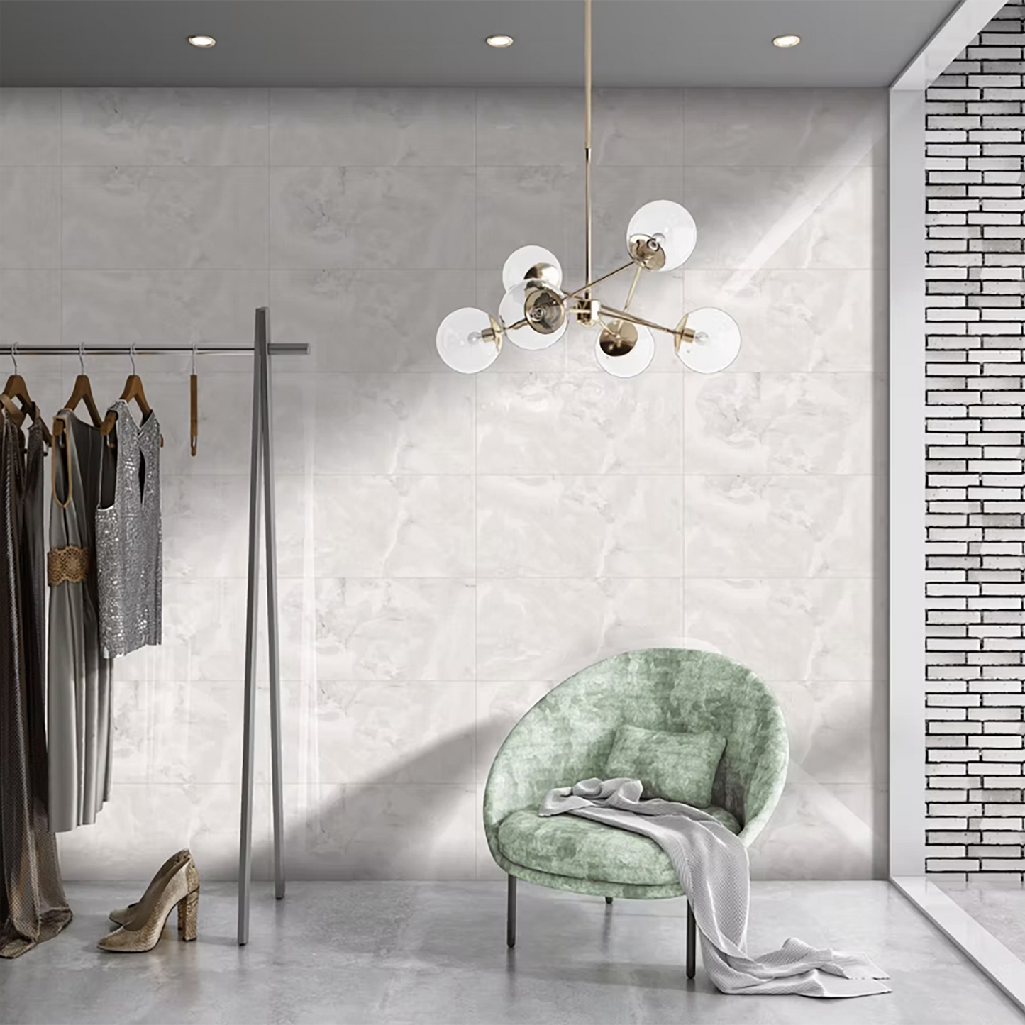 Onyx White Polished Porcelain Tiles - 600 x 300 x 9mm
