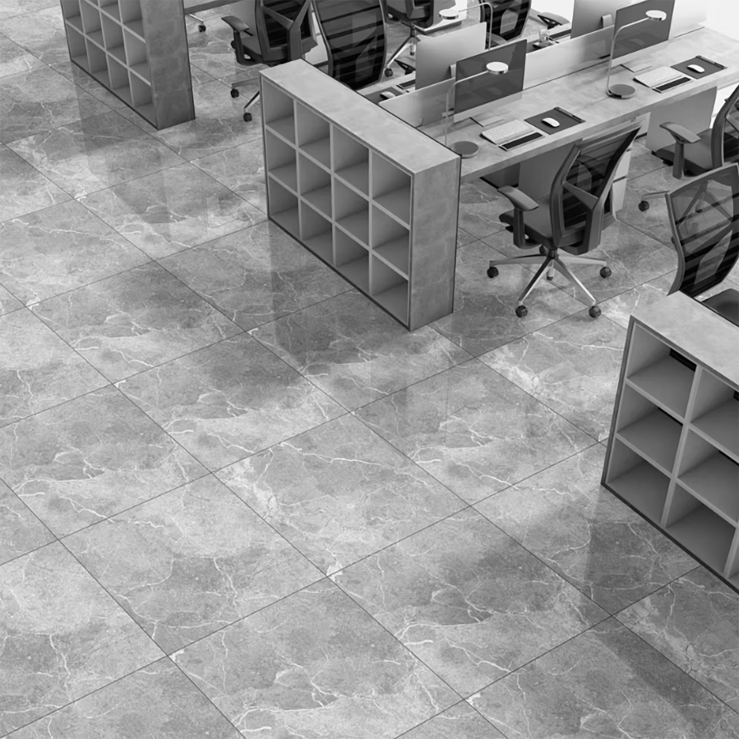 Pisa Silver Gloss Porcelain Tiles - 600 x 600 x 9mm