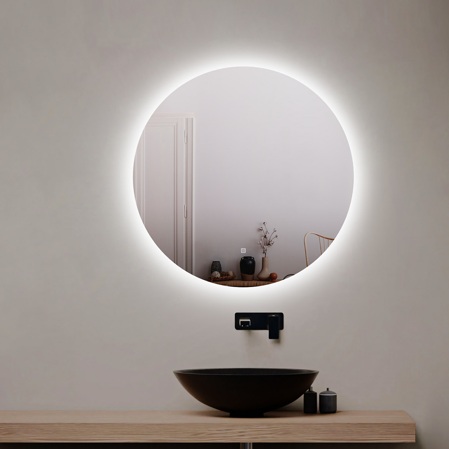 BADESI 800 mm Round Backlit LED Bathroom Mirror with Touch Sensor