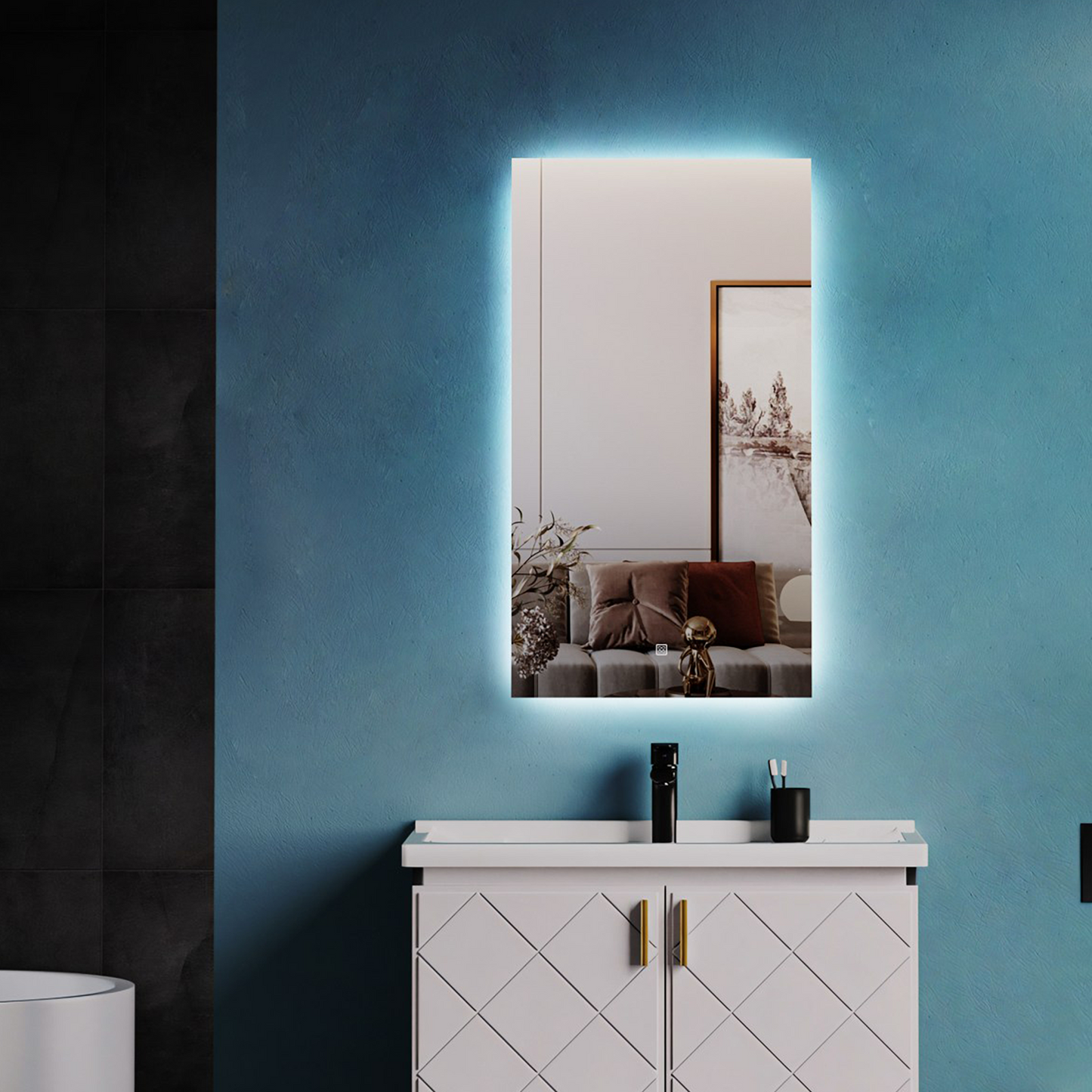 BADESI 500 x 900 mm Rectangular LED Illuminated Bathroom Mirror with Touch Sensor