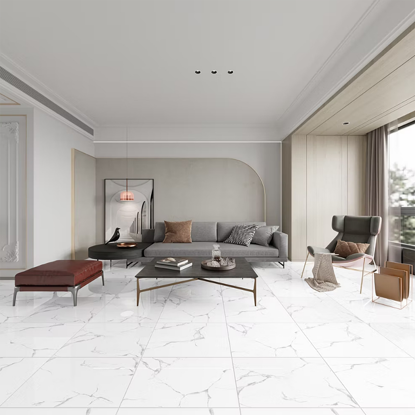 Silver White Polished Porcelain Tiles - 600 x 600 x 9mm