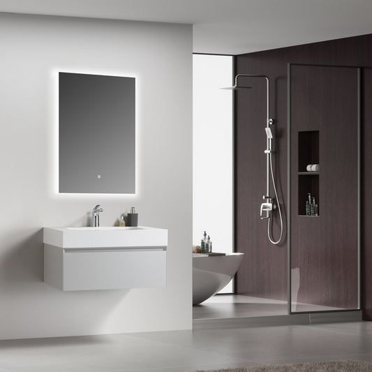 BADESI 800 x 500 x 420 mm Wall-Mounted Bathroom Vanity Unit with Artificial Stone Basin