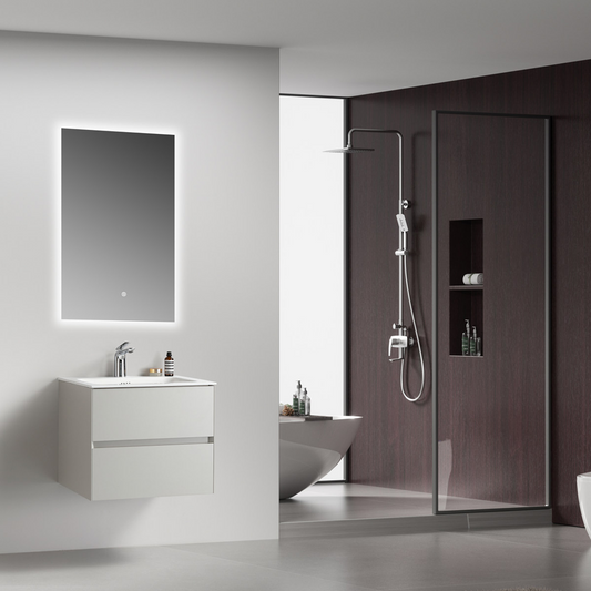 BADESI 800 x 500 x 500 mm Wall-Mounted Bathroom Vanity Unit with Stone Basin
