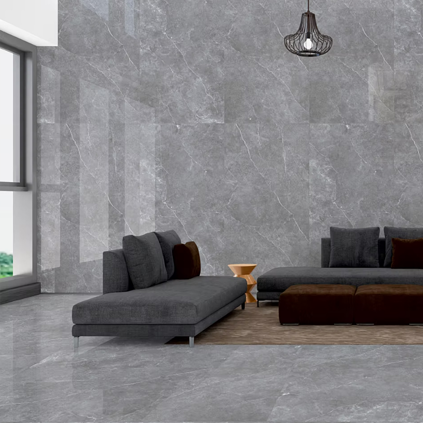 Smoke Grey Polished Porcelain Tiles - 1600 x 800 x 9mm
