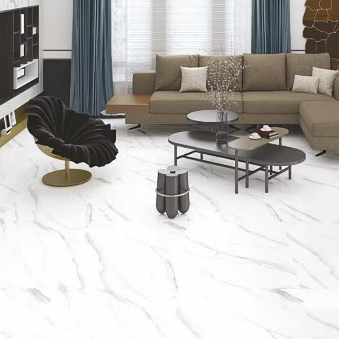 Statuario Pearl Polished Porcelain Tiles - 3200 x 1200 x 15mm
