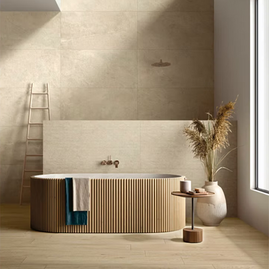 All Round Ivory Rett Matt Porcelain Tiles - 1200 x 600 x 8.5mm