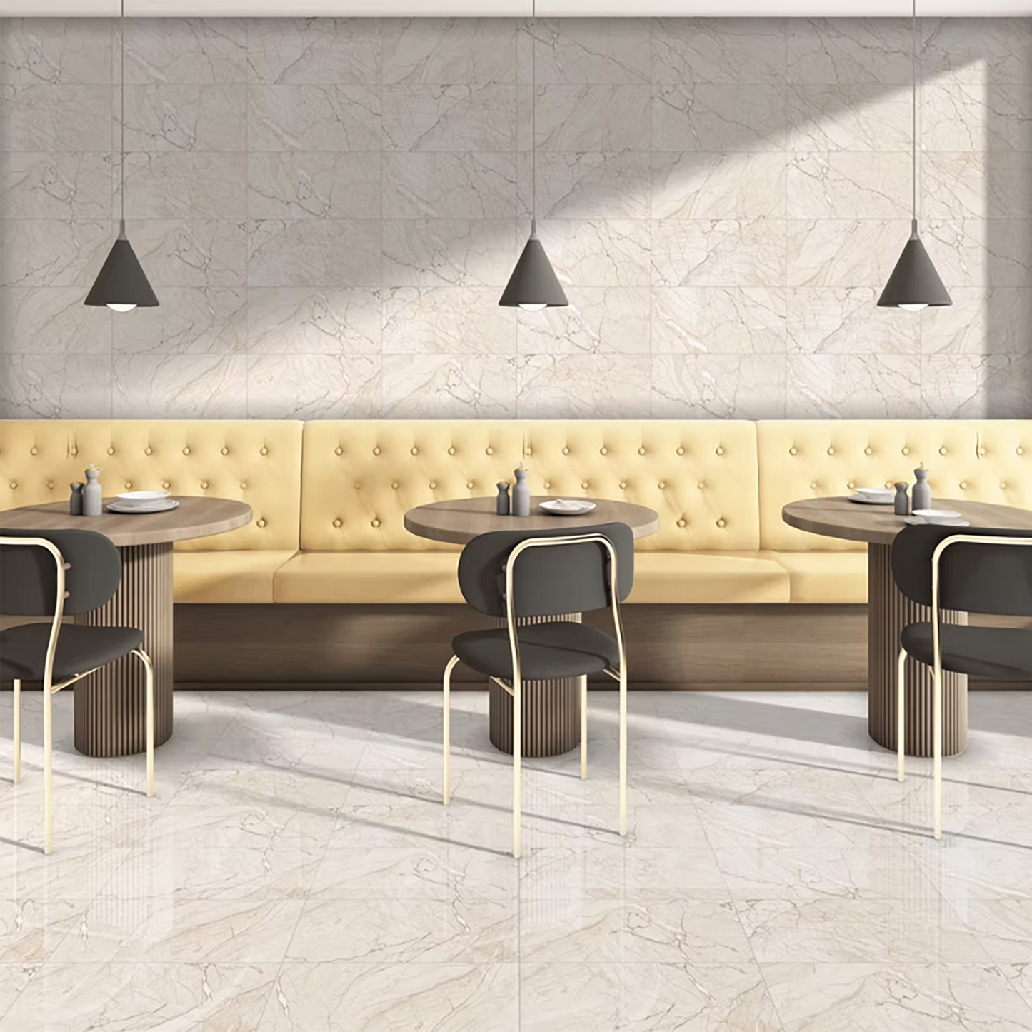 Almia Crema Polished Porcelain Tiles - 600 x 300 x 9mm