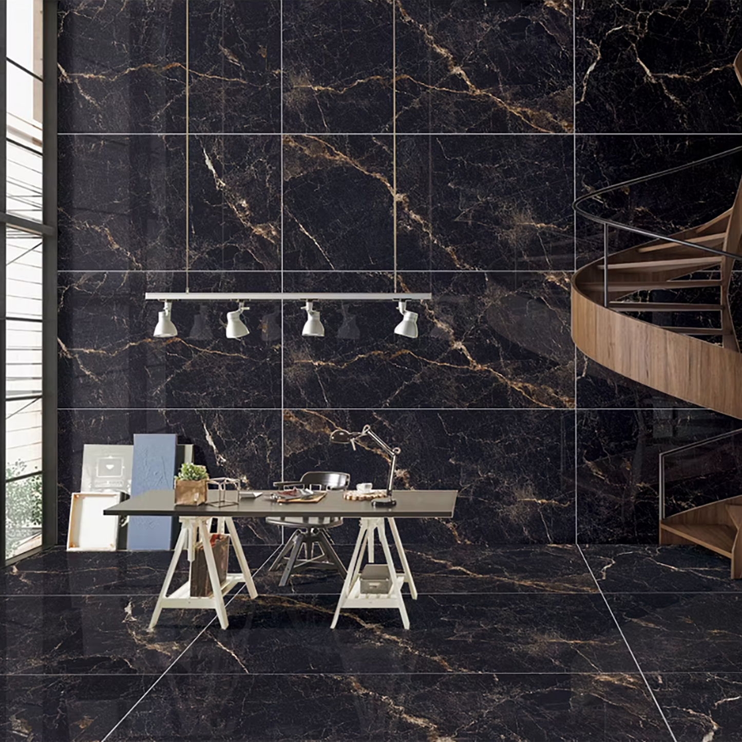 Rosso Black Gloss Porcelain Tiles - 1600 x 800 x 9mm