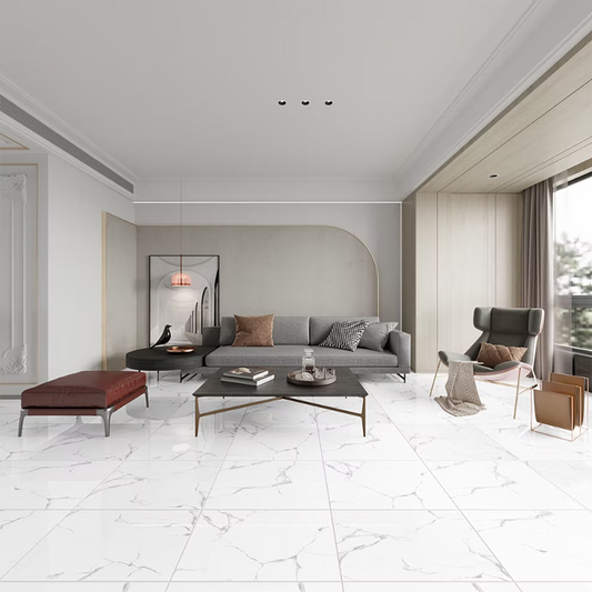 Silver White Polished Porcelain Tiles - 600 x 600 x 9mm