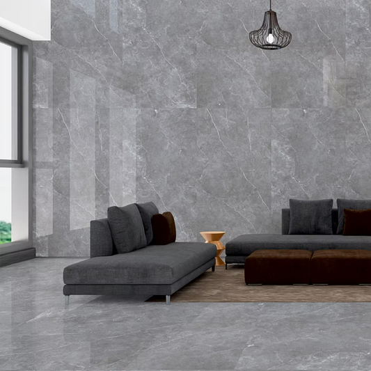 Smoke Grey Polished Porcelain Tiles - 1600 x 800 x 9mm