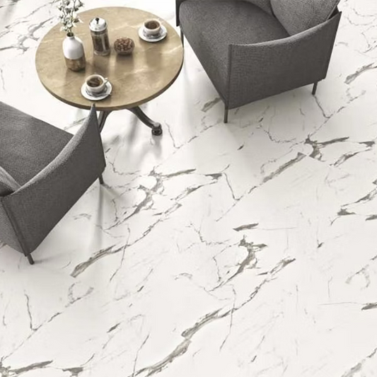 Statuario Bianco Polished Porcelain Tiles - 600 x 600 x 9mm