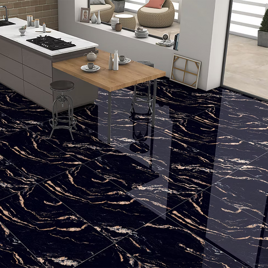 Vercil Black Gloss Porcelain TIles - 600 x 600 x 9mm
