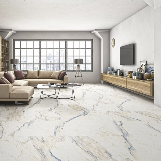Viona Blue Polished Porcelain Tiles - 600 x 600 x 9mm