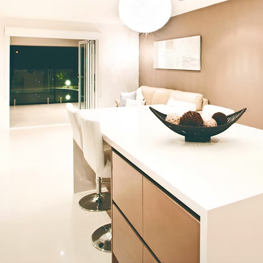 White Mirror Polished Quartz Tiles - 600 x 600 x 12mm
